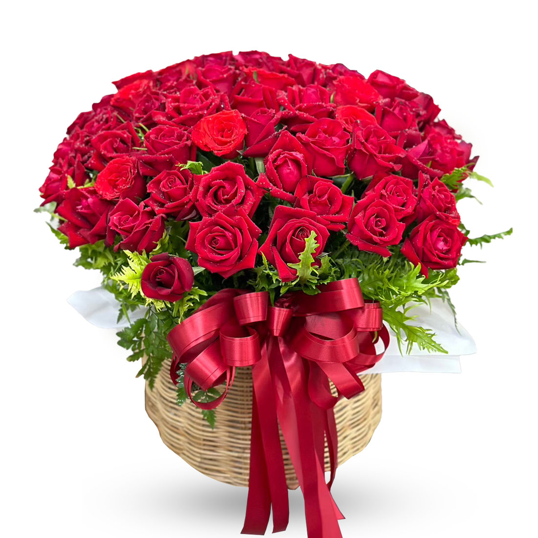 "Love Overflow" 100 Red Roses In Basket