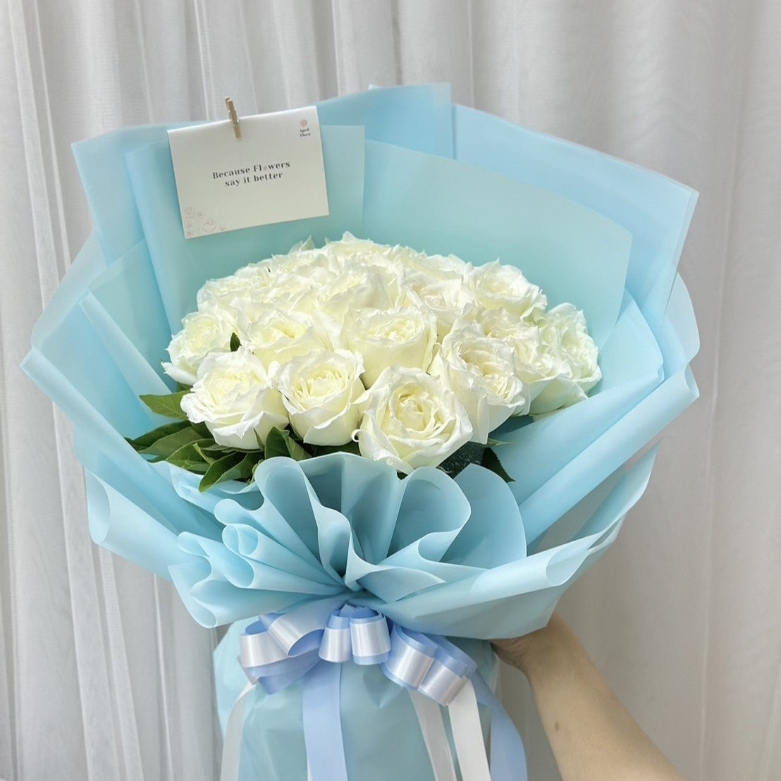 "So Lucky To Have You " Bouquet Of 20 White Roses