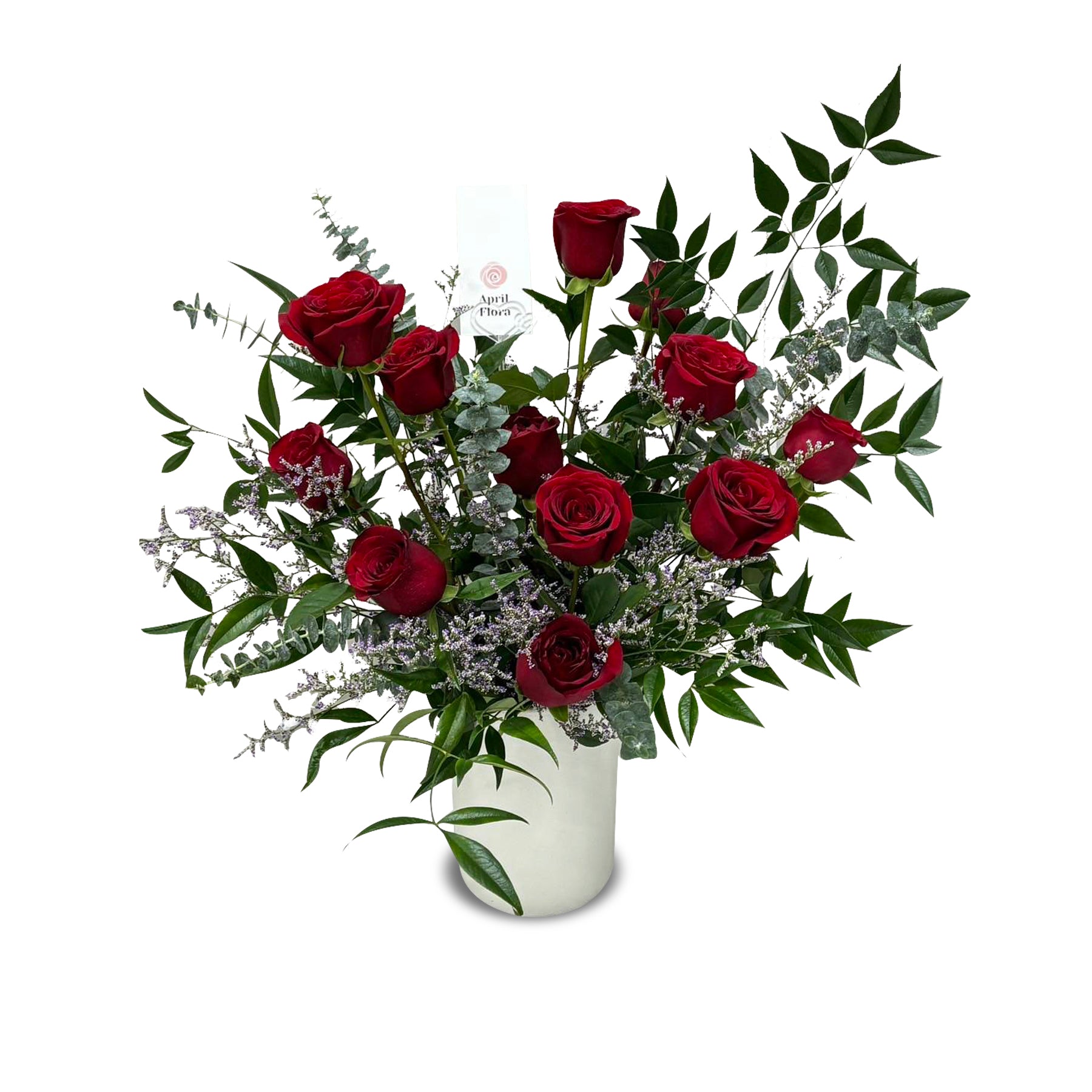 "A Whisper of Love" Vase of Red Roses