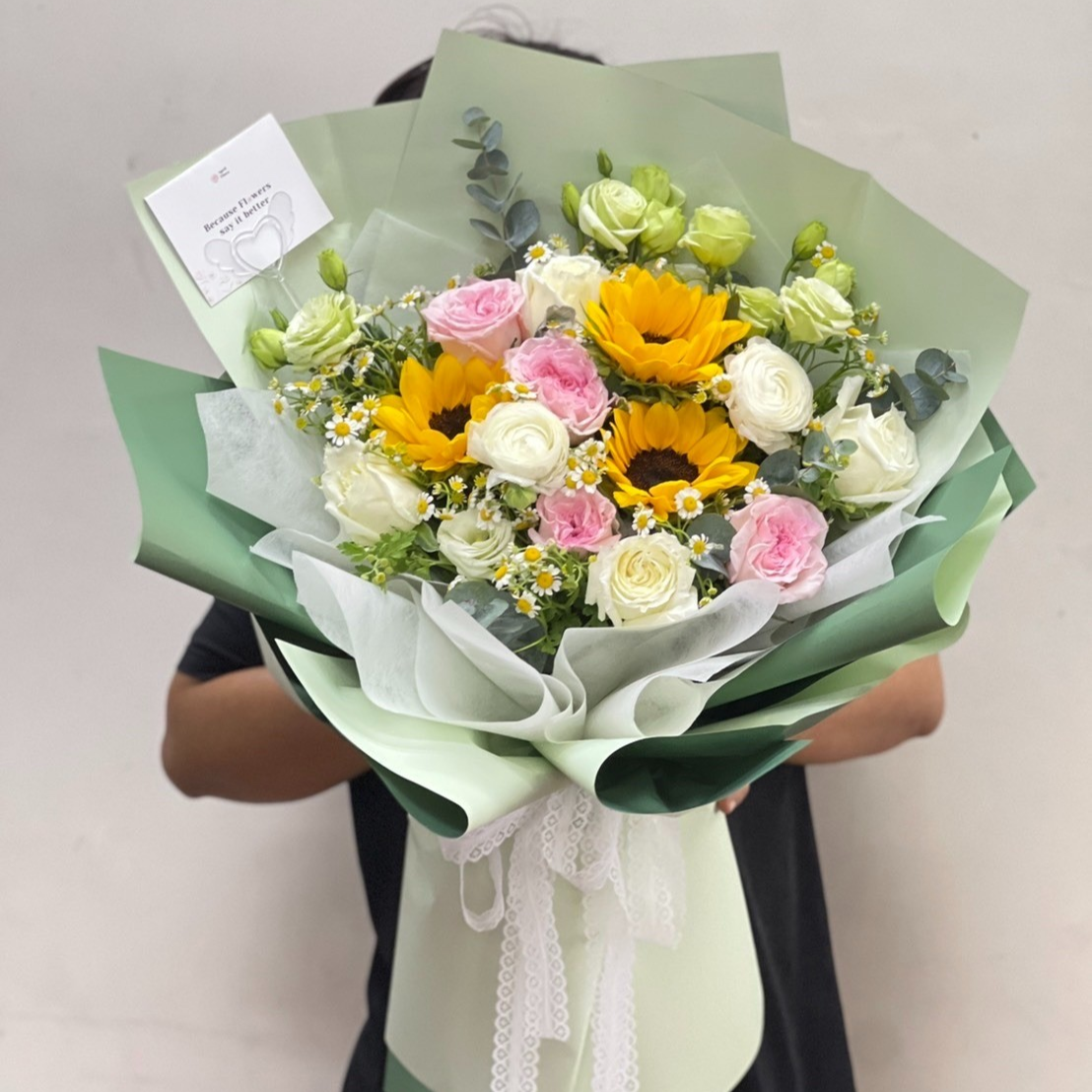 "Precious Princess" Bouquet of Sunflower, Rose, Lisianthus and Daisy