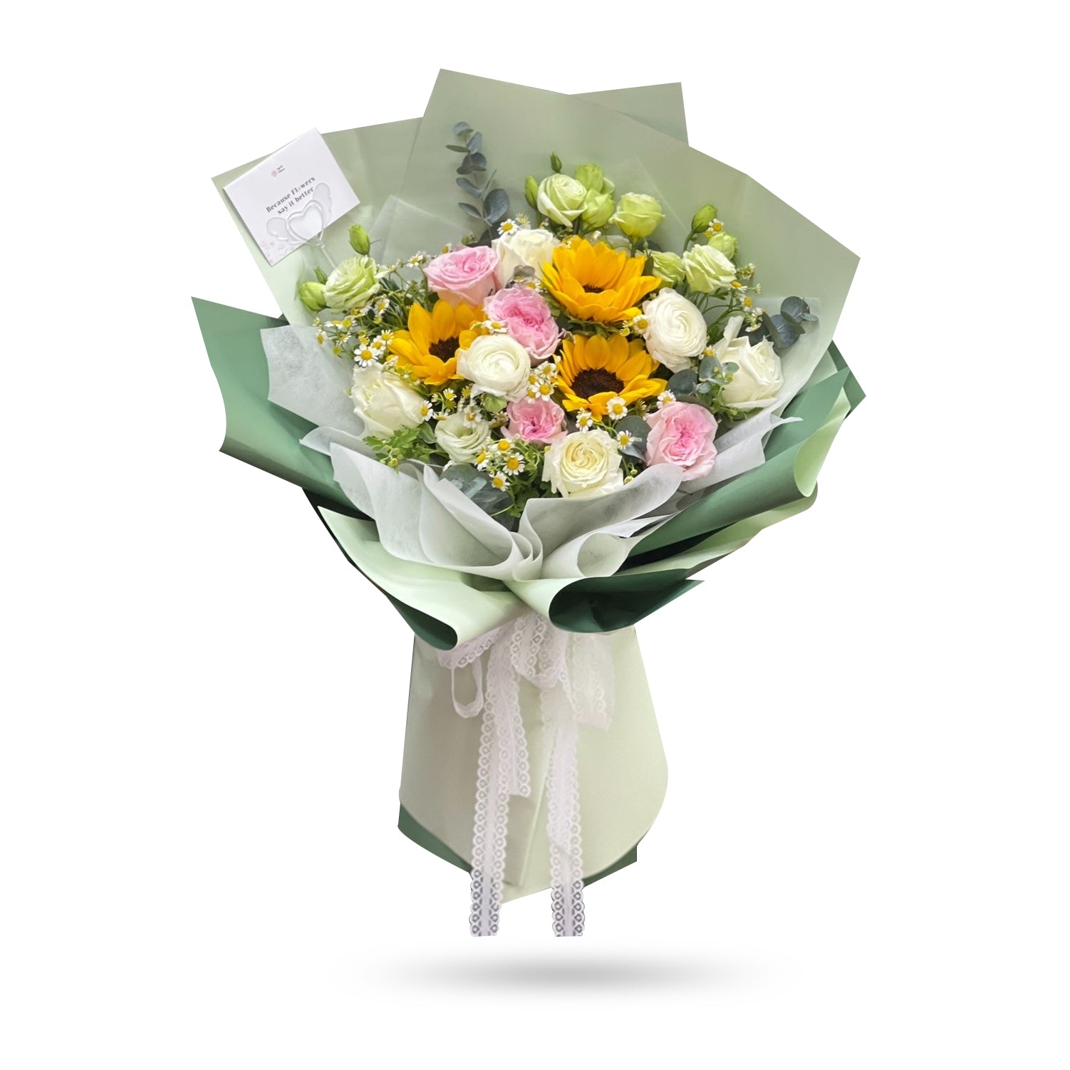 "Precious Princess" Bouquet of Sunflower, Rose, Lisianthus and Daisy